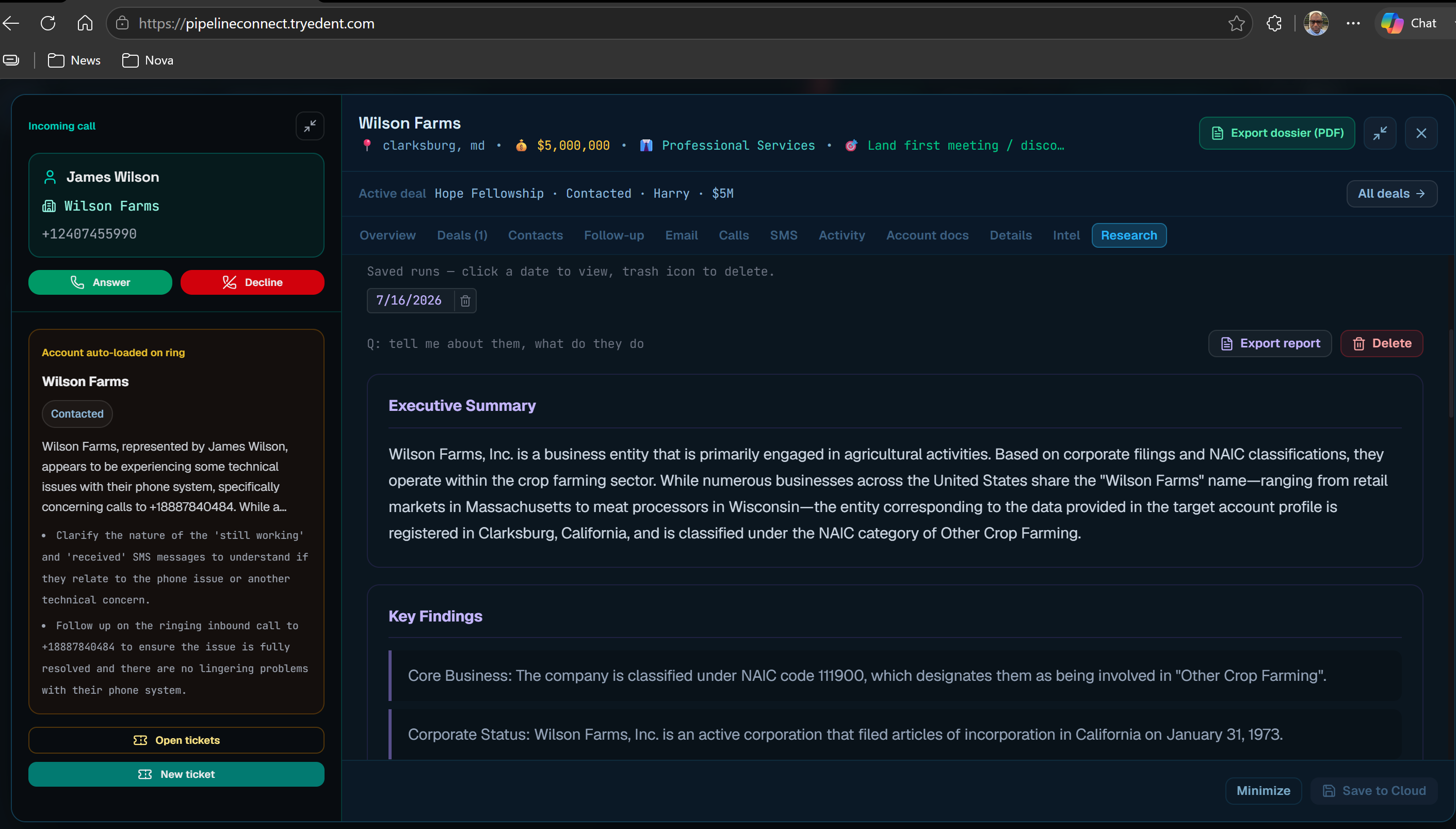 Workspace shared inbox with threads matched to CRM accounts